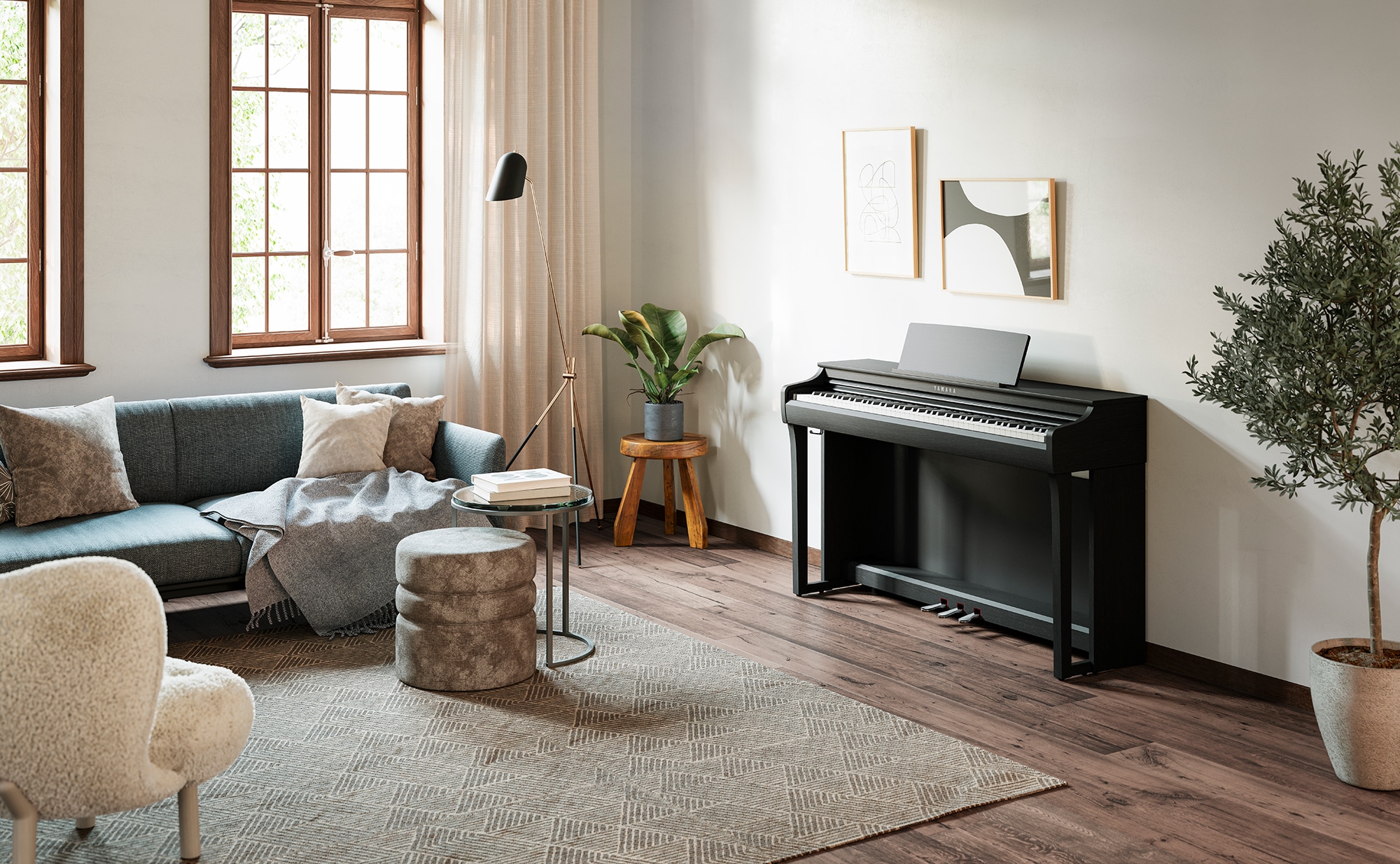 Yamaha Clavinova CLP-825 (Black) in the living room