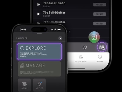 Screenshots of the EXPANSION MANAGER search results and the Launcher Menu