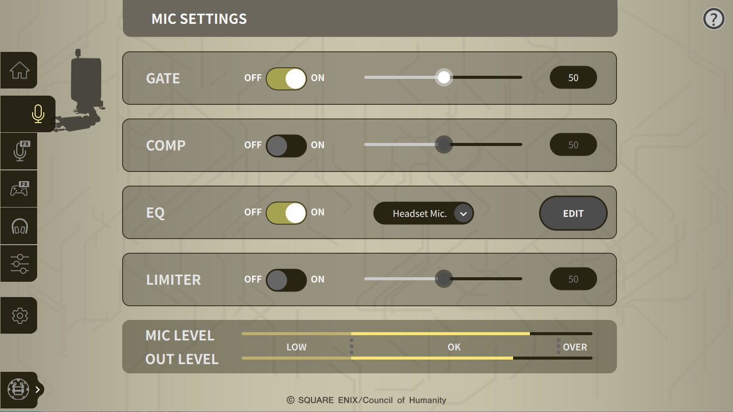 Yamaha ZG Controller - Mic Settings
