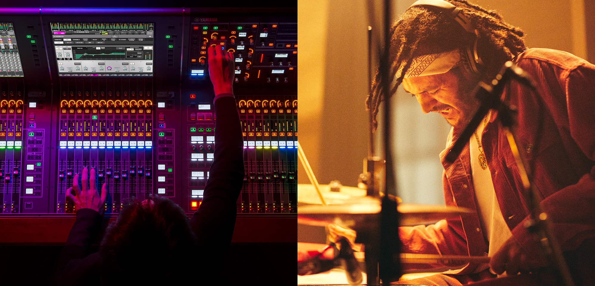 PA mixer and drumming