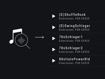 Illustration of analyzing sound sources and list of recommended Styles