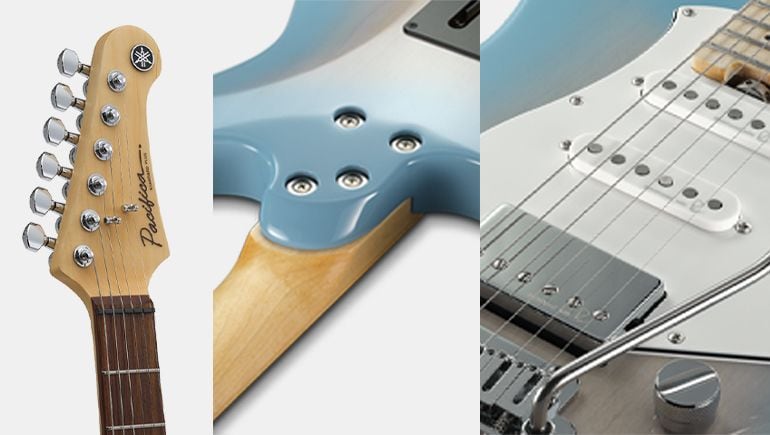 Headstock, neck joint, and truss rod adjuster of Pacifica Professional guitar.